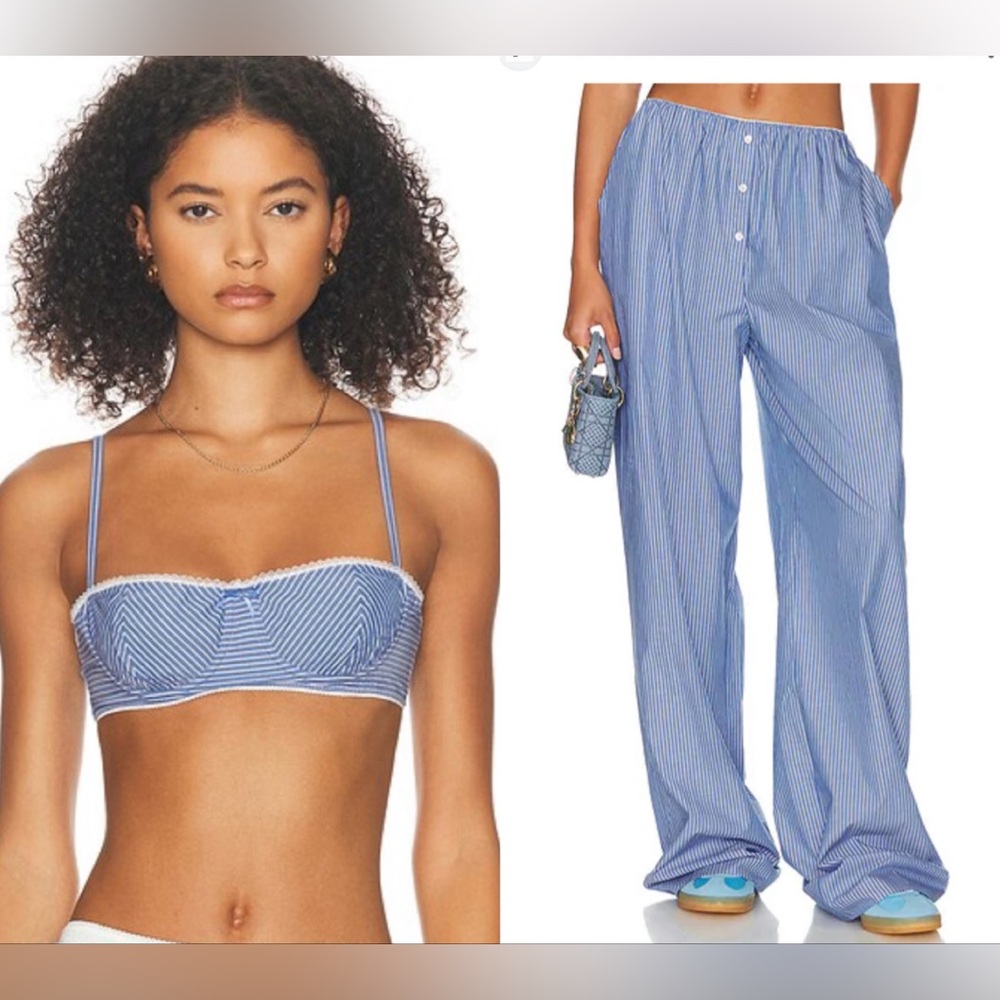 Helsa pinstripe poplin pants and bra top